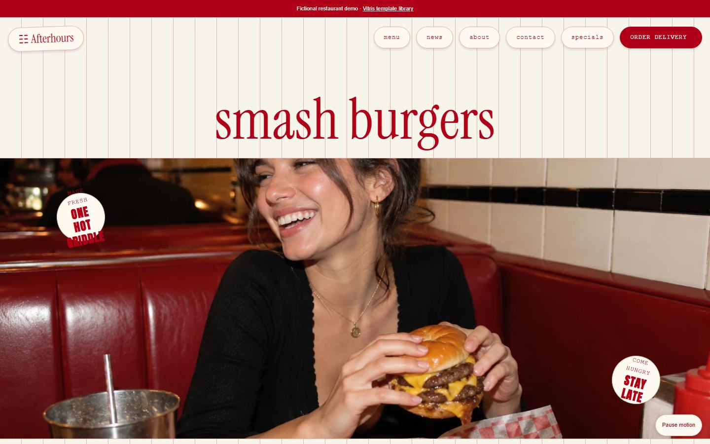 Afterhours website homepage design.